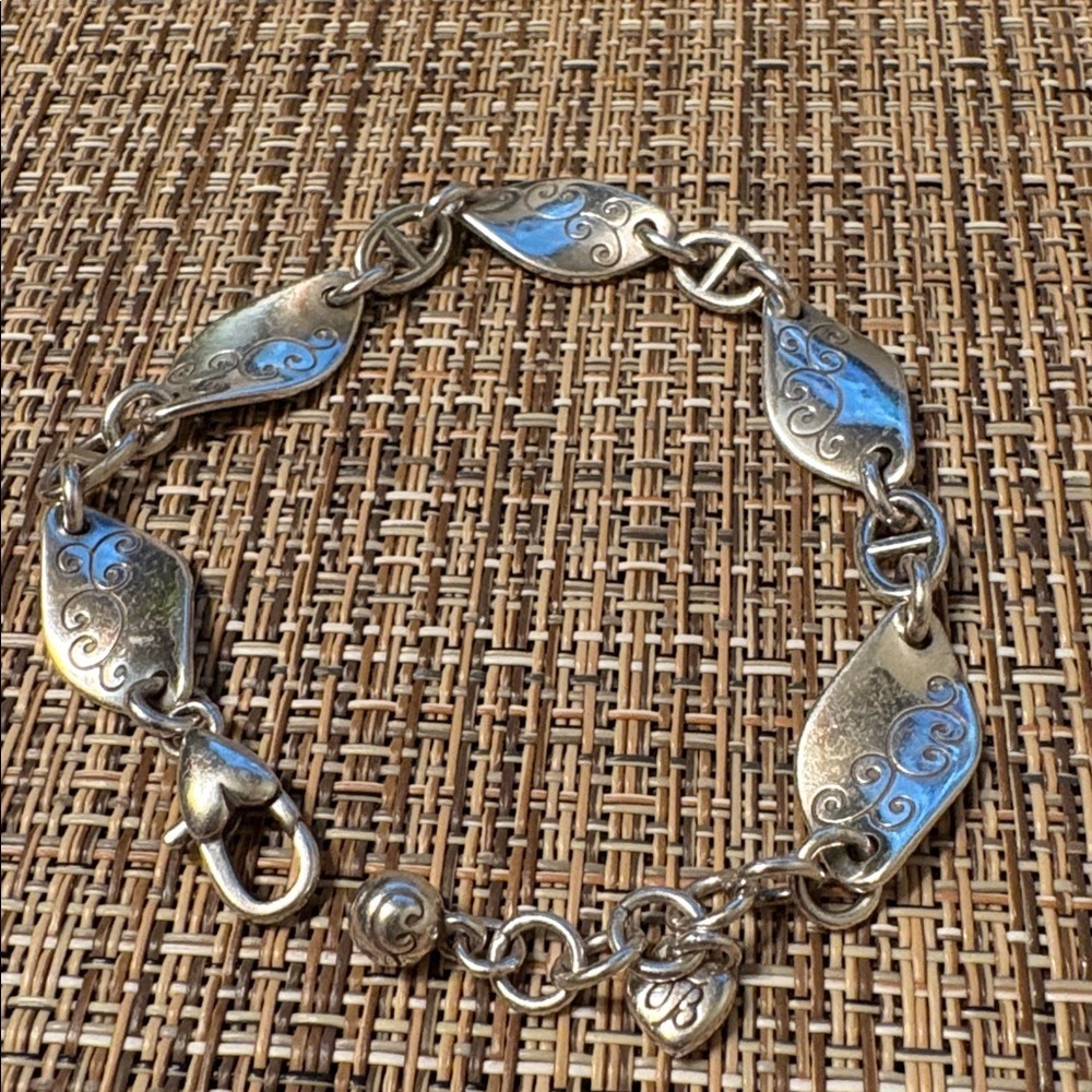 Brighton Twirl Twist Silver Plated Scrollwork Bracelet Links Etched Swirl Leaf - Picture 2 of 4